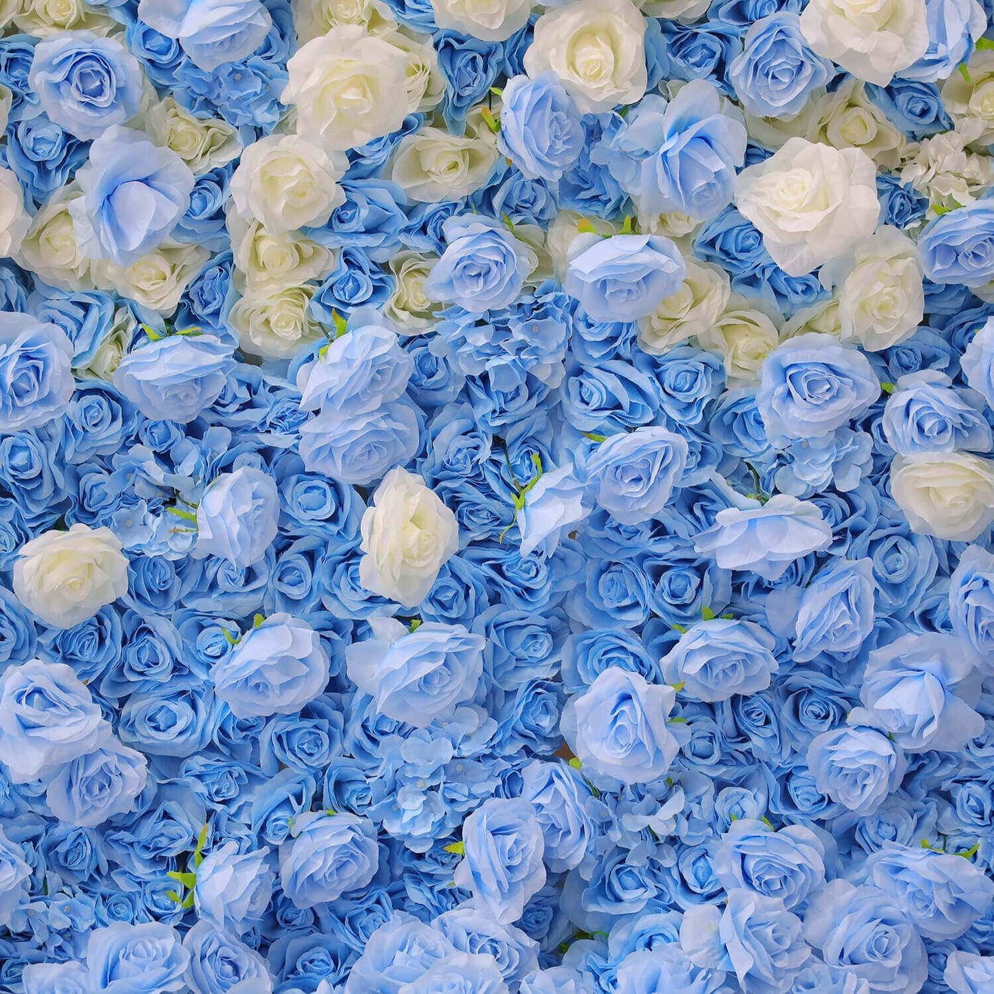 Simulated blue and white gradient flower wall background birthday wedding decoration