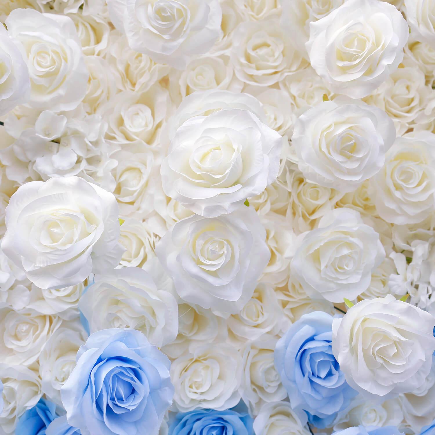 Simulated blue and white gradient flower wall background birthday wedding decoration