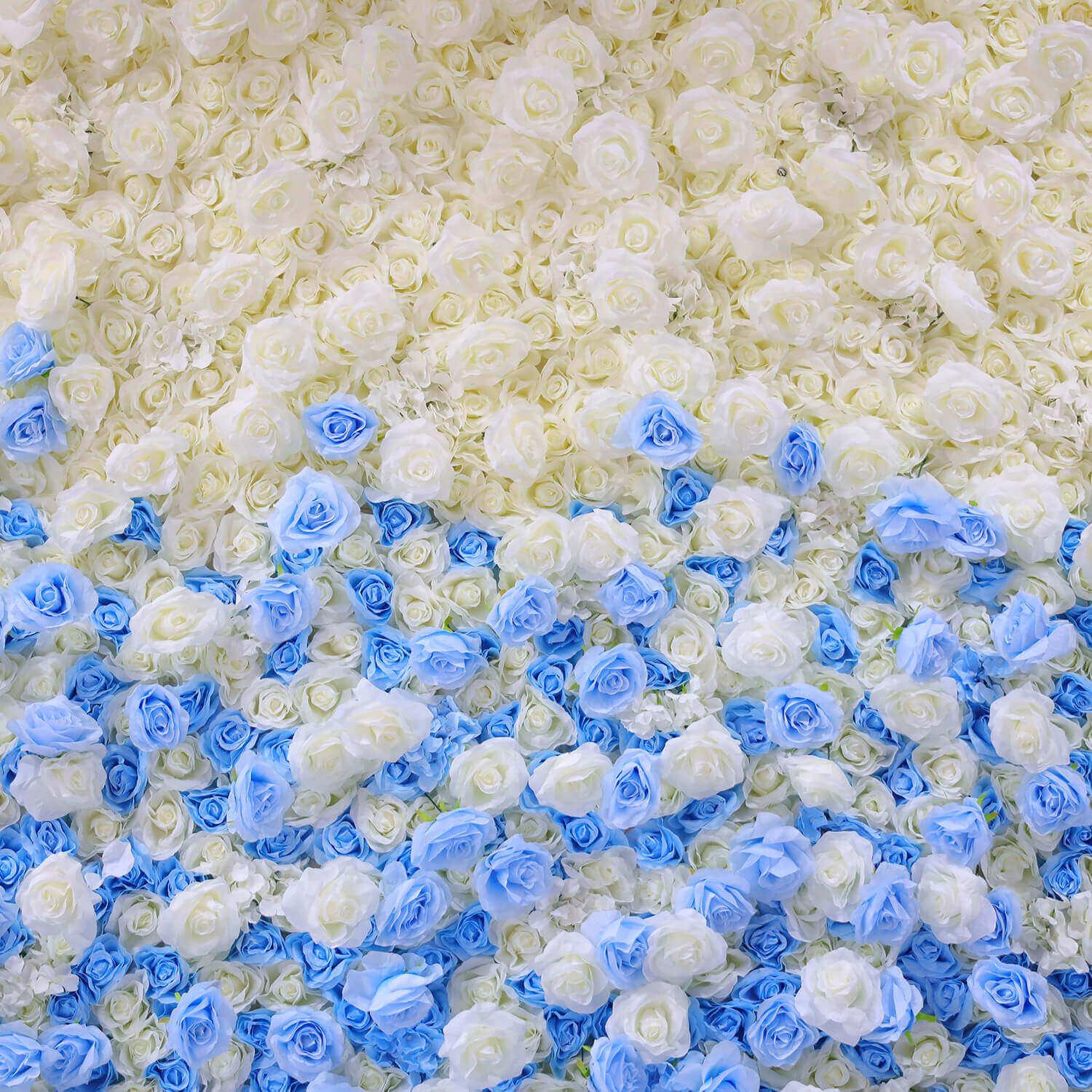 Simulated blue and white gradient flower wall background birthday wedding decoration