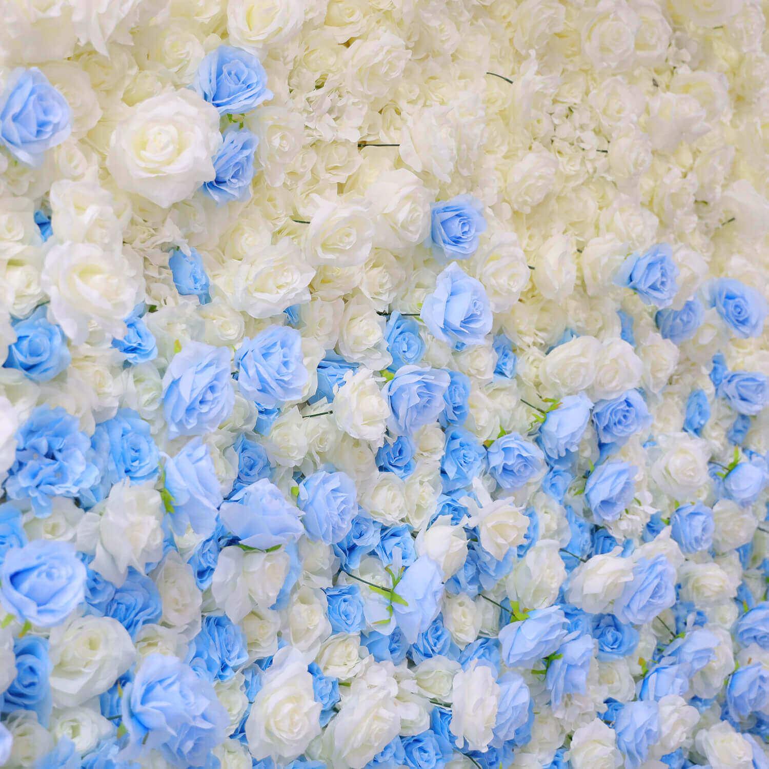 Simulated blue and white gradient flower wall background birthday wedding decoration