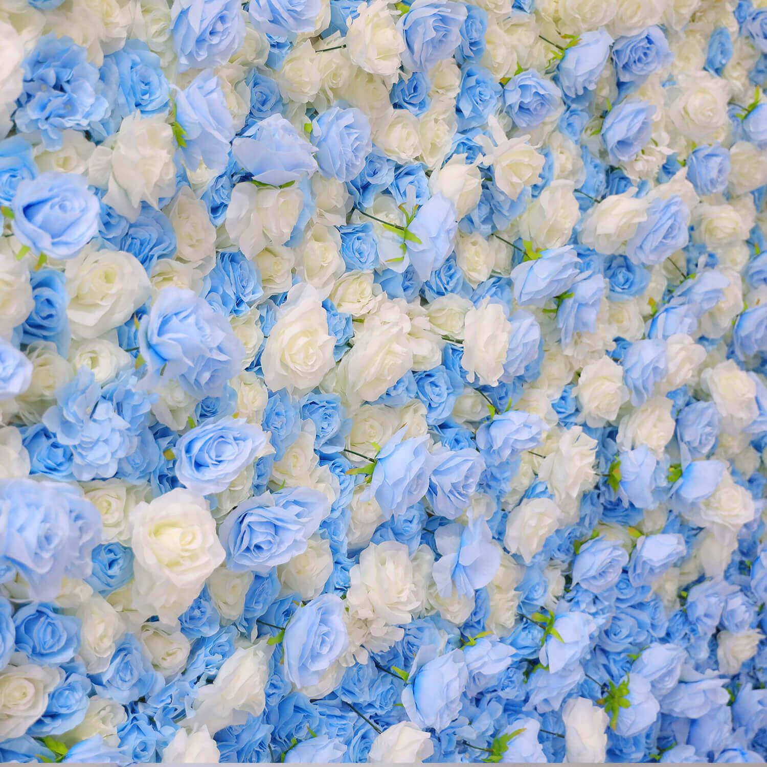 Simulated blue and white gradient flower wall background birthday wedding decoration