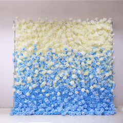 Simulated blue and white gradient flower wall background birthday wedding decoration