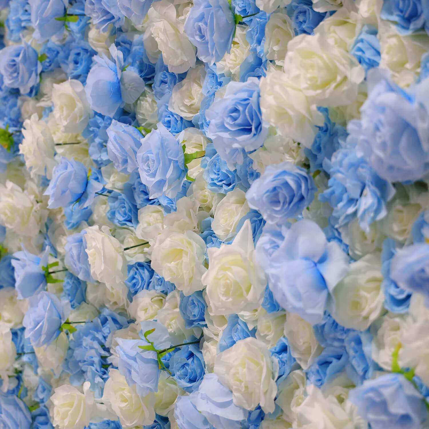 Simulated blue and white gradient flower wall background birthday wedding decoration