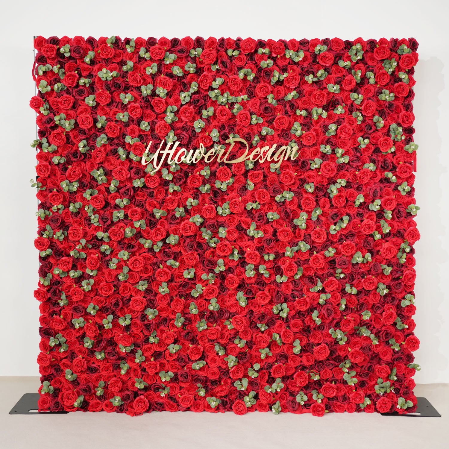 Uflower branded floral wall for corporate event decor