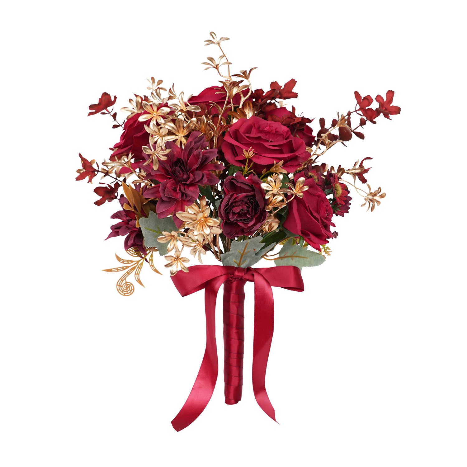 Burgundy and Gold wedding flowers bridal bouquet 9 picture