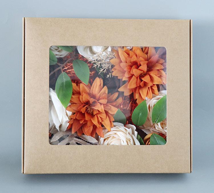Flower Box Silk Blooming Flowers Champagne Tangerine - Uflower