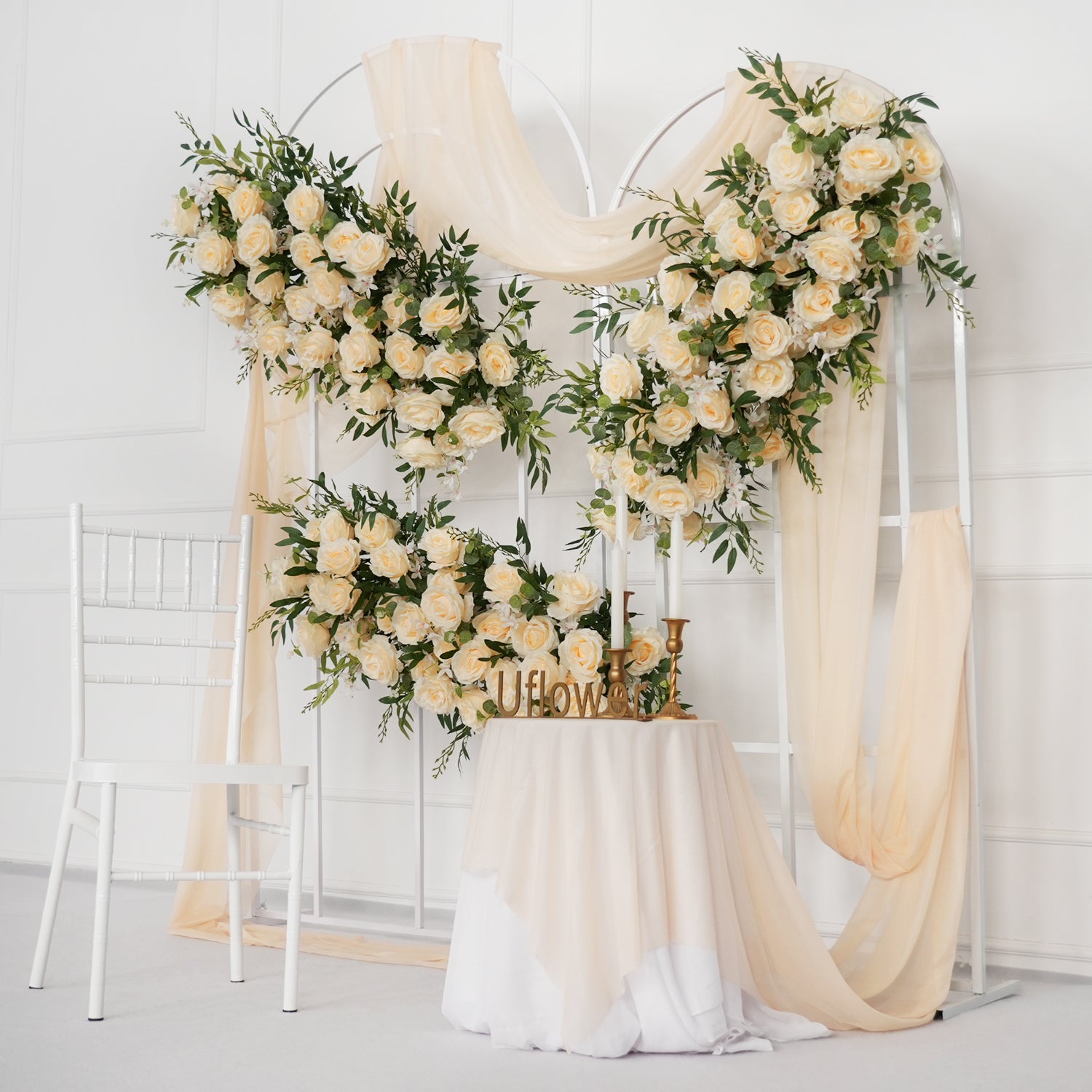 Champagne Rose Backdrop Arch Flower Row Wedding Decor Figure 2