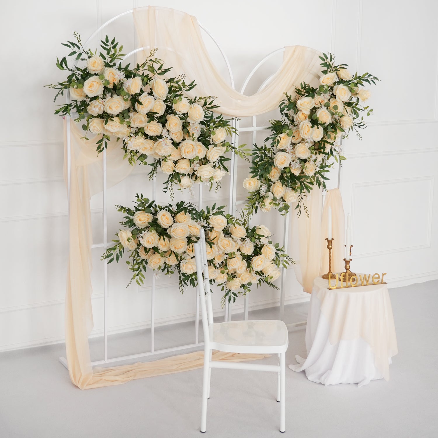 Champagne Rose Backdrop Arch Flower Row Wedding Decor Figure 3