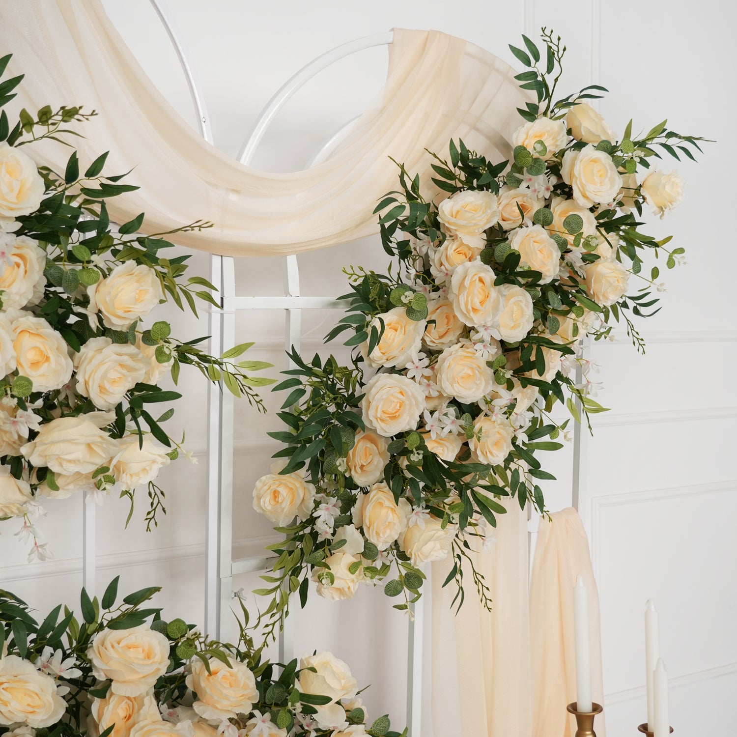 Champagne Rose Backdrop Arch Flower Row Wedding Decor Figure 5