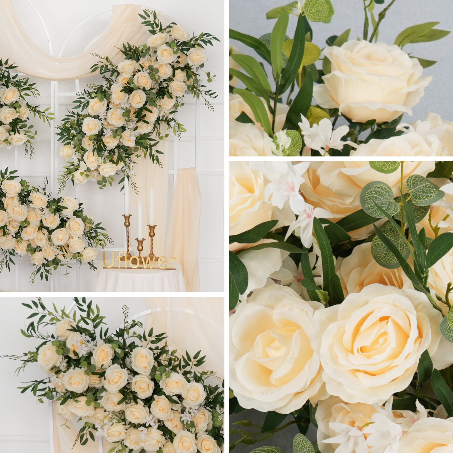 Champagne Rose Backdrop Arch Flower Row Wedding Decor Figure 8