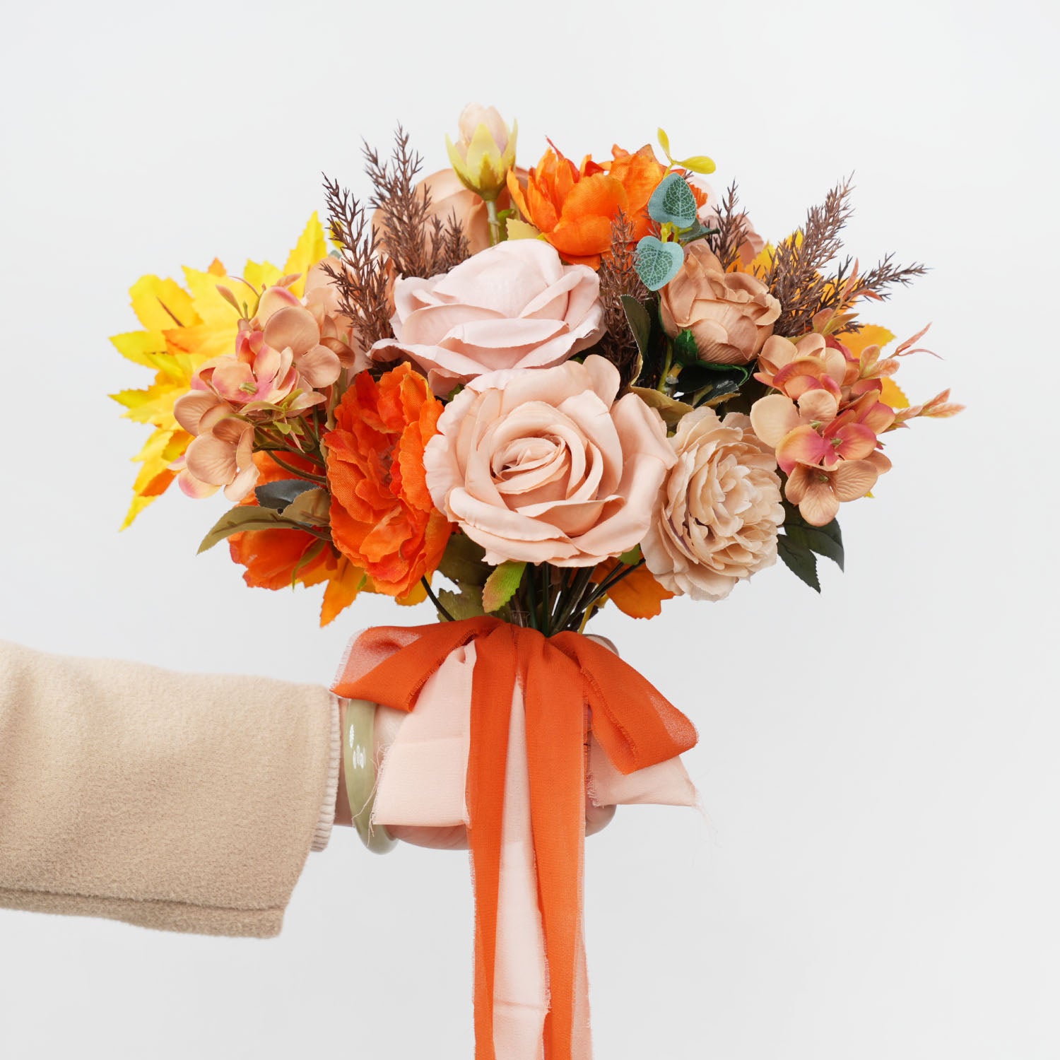 Coffee and Orange wedding flowers bridal  bouquets 3 picture