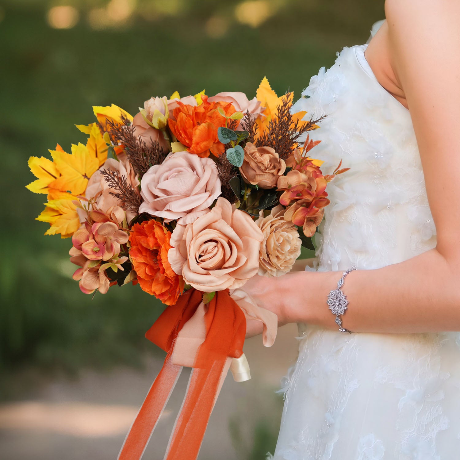 Coffee and Orange wedding flowers bridal  bouquets 8 picture