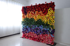 Colorful floral cloth simulation wall wedding background party props