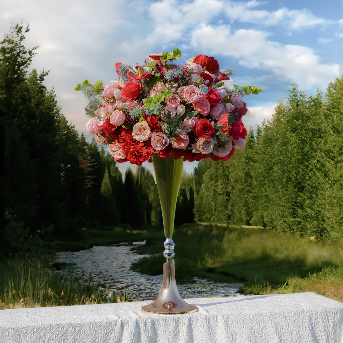 Artificial Rosewood Flower Wedding Table Centerpiece
