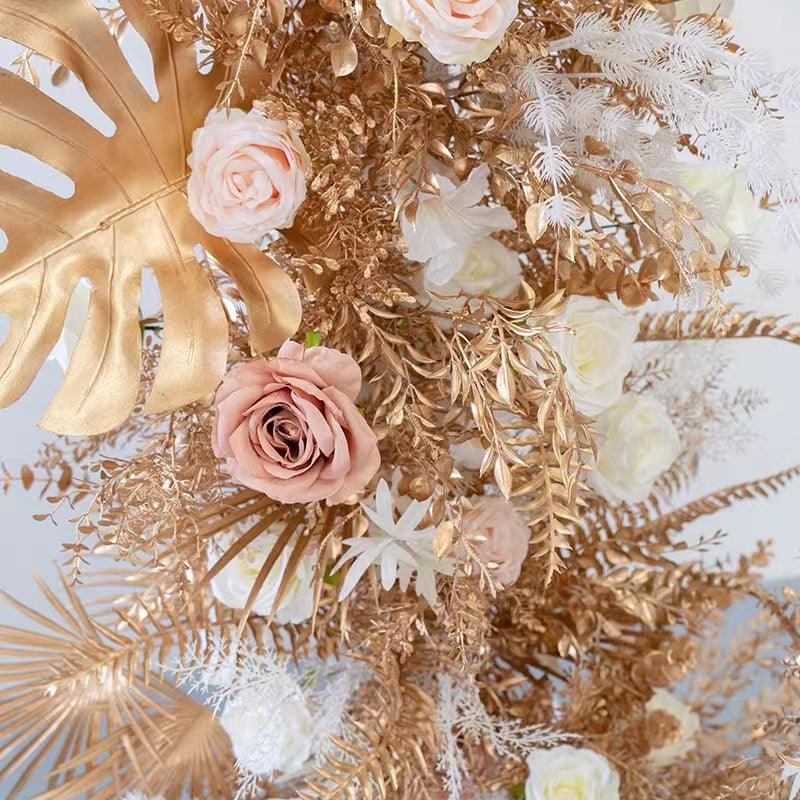 Rose Gold Flower Arch Corner Wedding Party Background Decoration