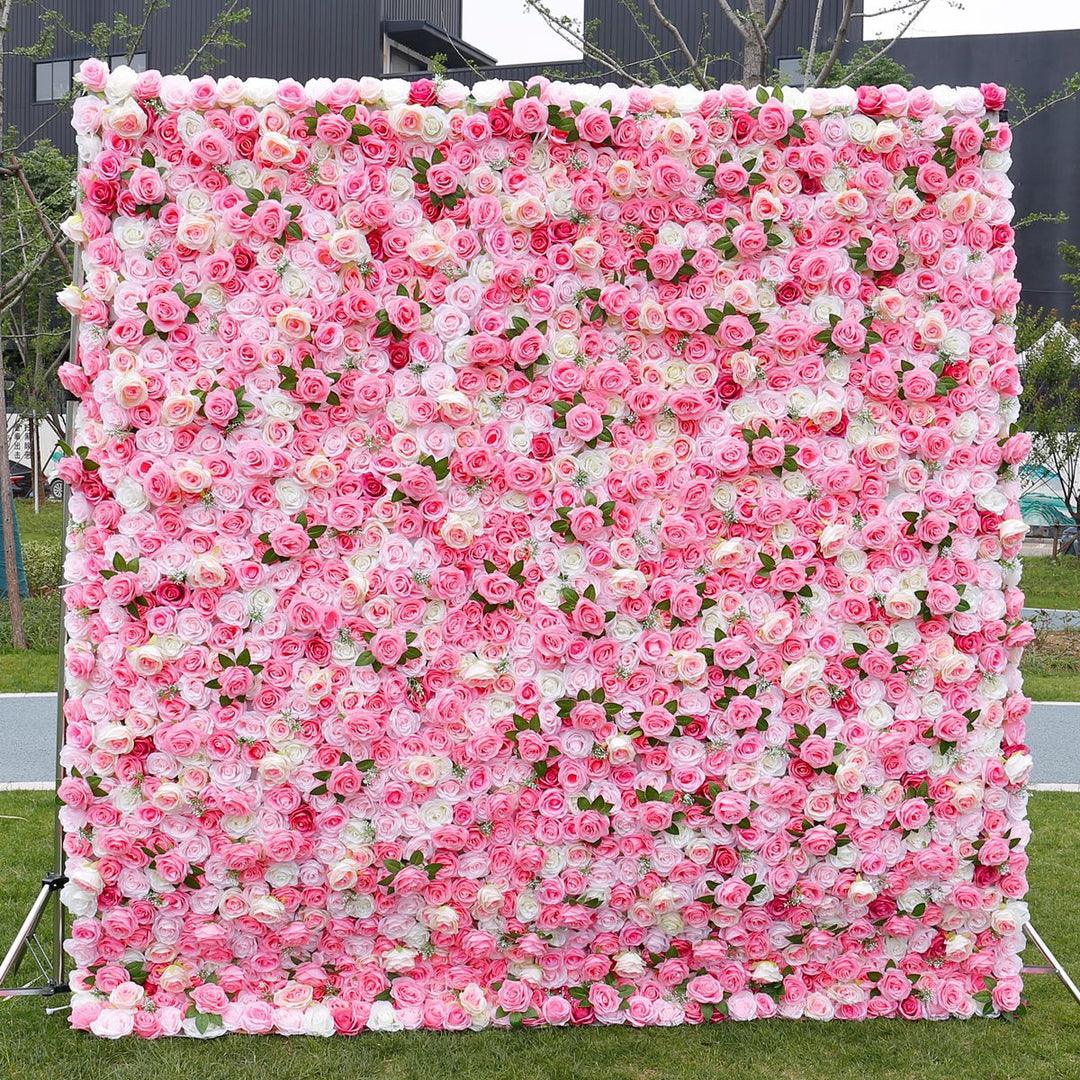 Simulated pink rose wall wedding background decoration