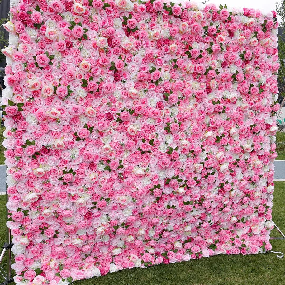 Simulated pink rose wall wedding background decoration