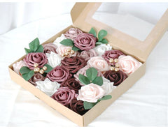 Simulated pink white rose berry mixed silk fabric aircraft box DIY interior decoration