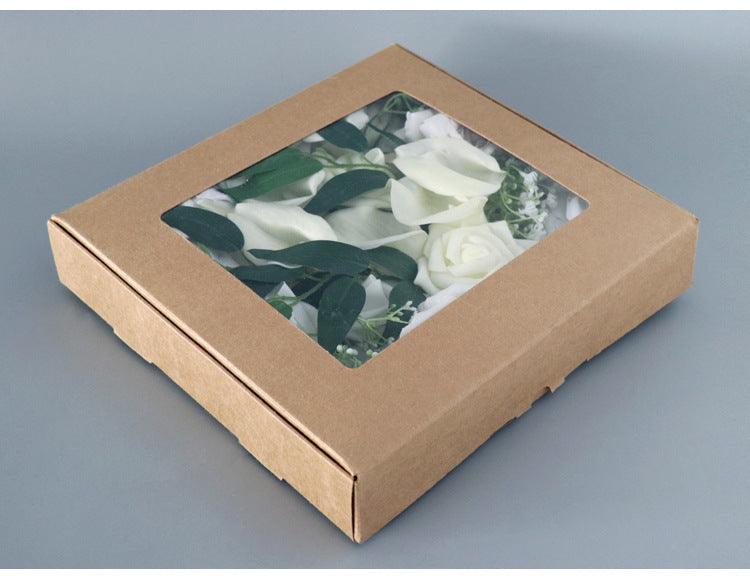 Simulated White Rose Full Sky Star Silk Fabric Aircraft Box DIY Interior Decoration