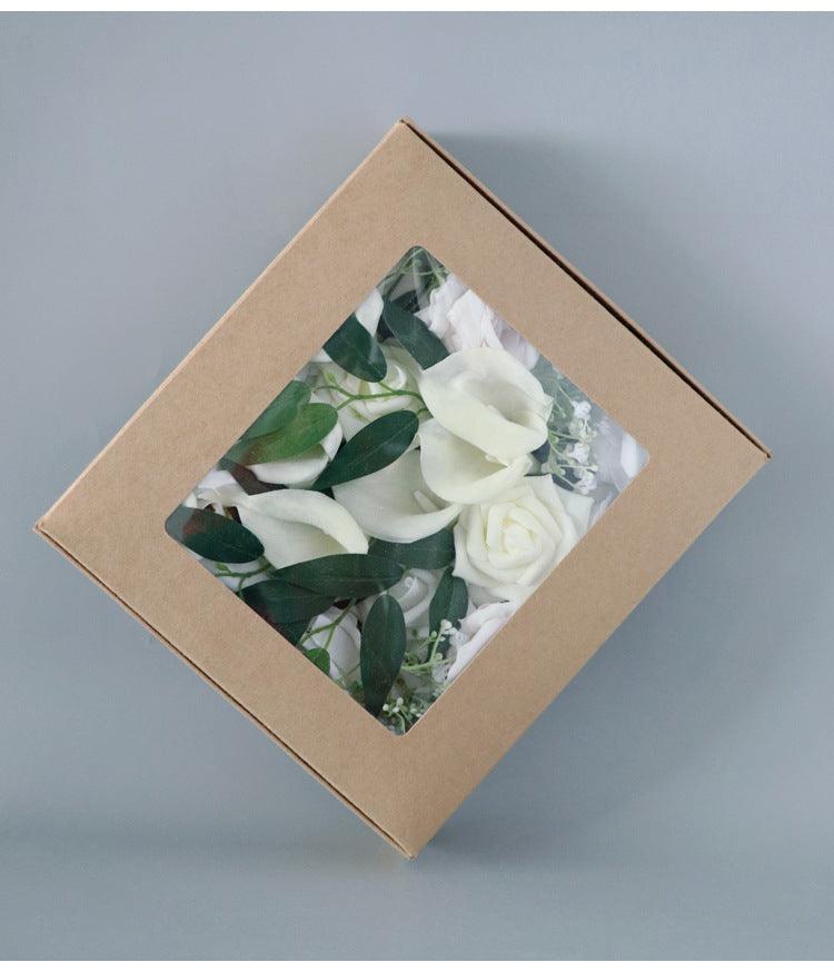 Simulated White Rose Full Sky Star Silk Fabric Aircraft Box DIY Interior Decoration