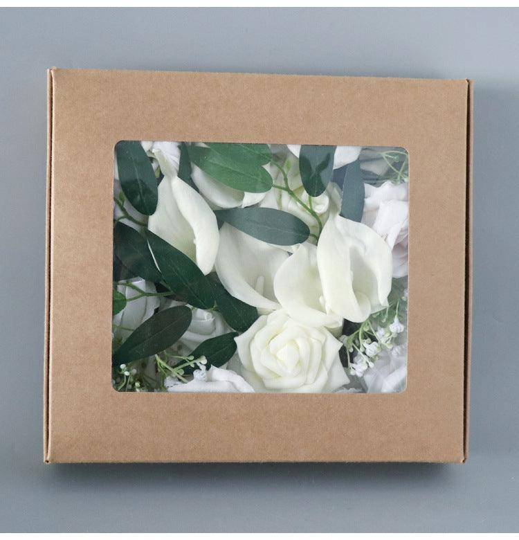 Simulated White Rose Full Sky Star Silk Fabric Aircraft Box DIY Interior Decoration