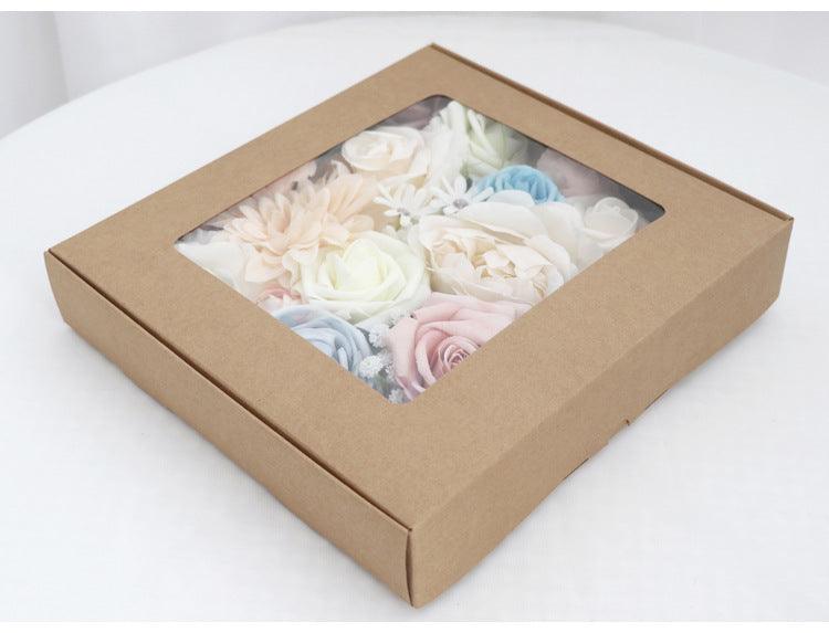 Simulated pink blue mixed rose silk fabric aircraft box DIY interior decoration