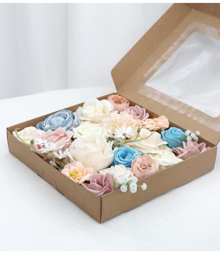 Simulated pink blue mixed rose silk fabric aircraft box DIY interior decoration