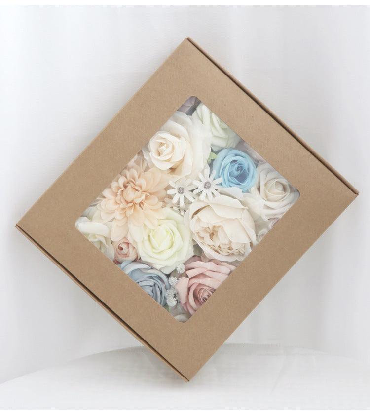 Simulated pink blue mixed rose silk fabric aircraft box DIY interior decoration