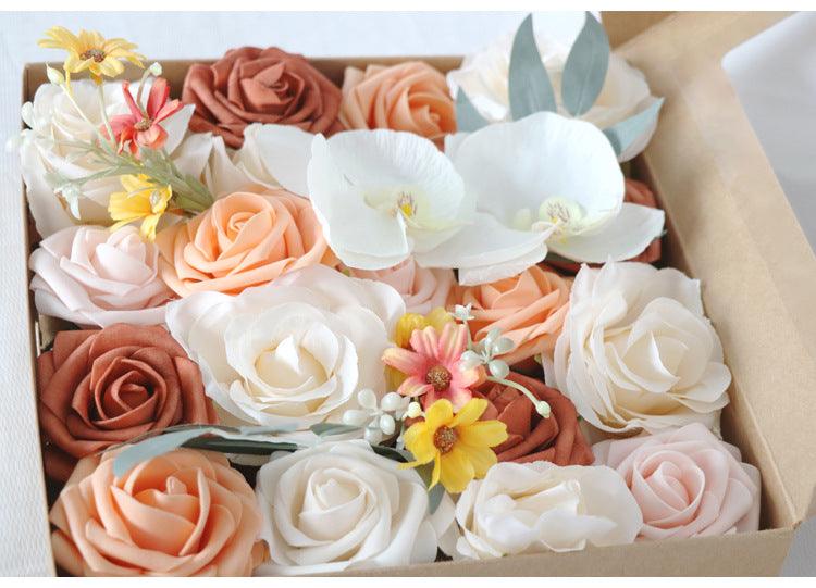 Simulated white orange rose silk fabric aircraft box DIY interior decoration