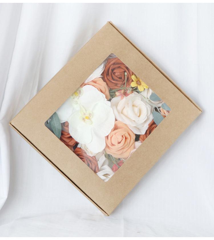 Simulated white orange rose silk fabric aircraft box DIY interior decoration