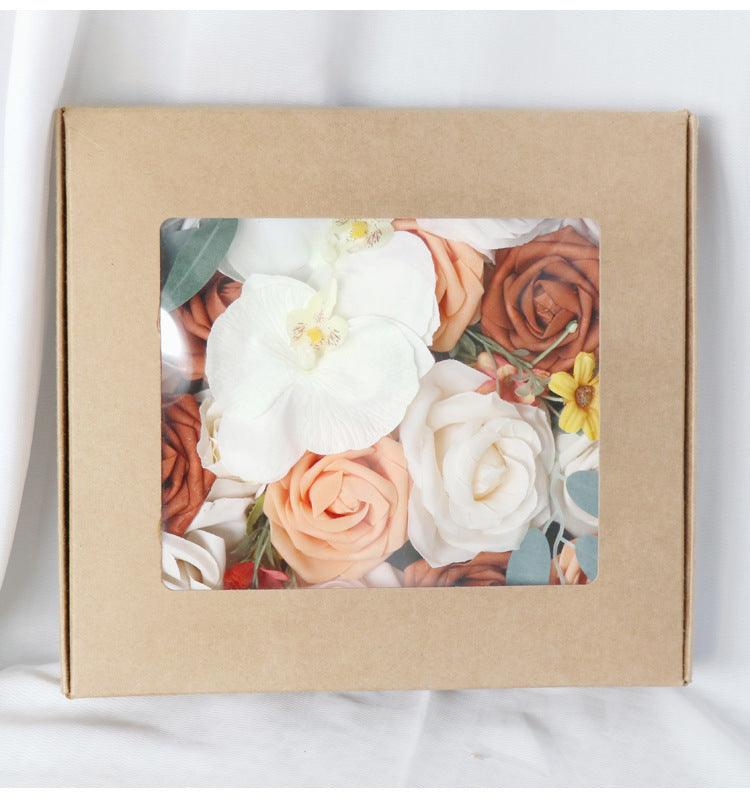 Simulated white orange rose silk fabric aircraft box DIY interior decoration