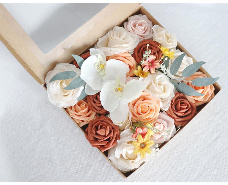 Simulated white orange rose silk fabric aircraft box DIY interior decoration