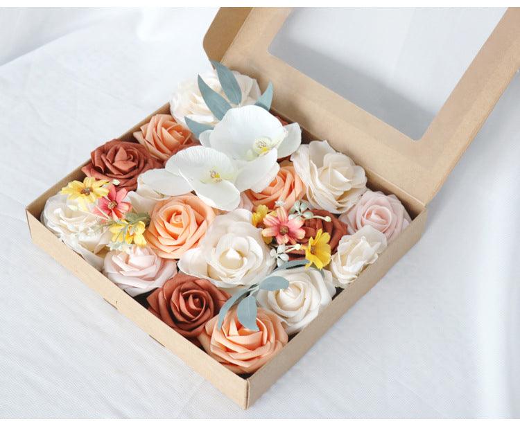 Simulated white orange rose silk fabric aircraft box DIY interior decoration