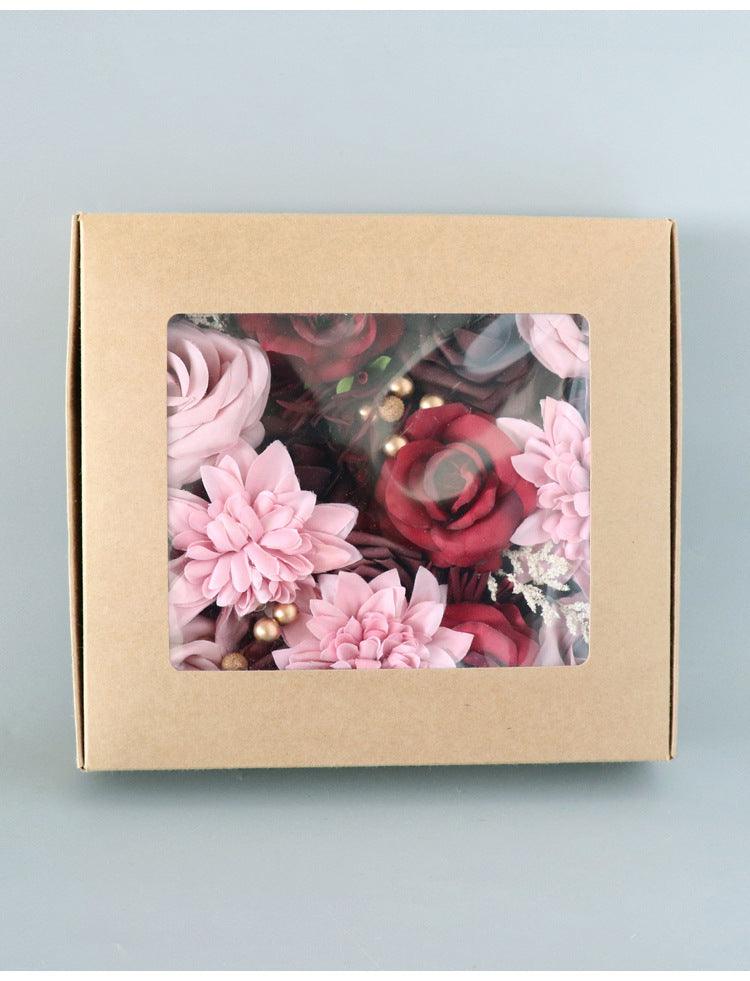 Simulated red and pink mixed rose silk fabric aircraft box DIY interior decoration