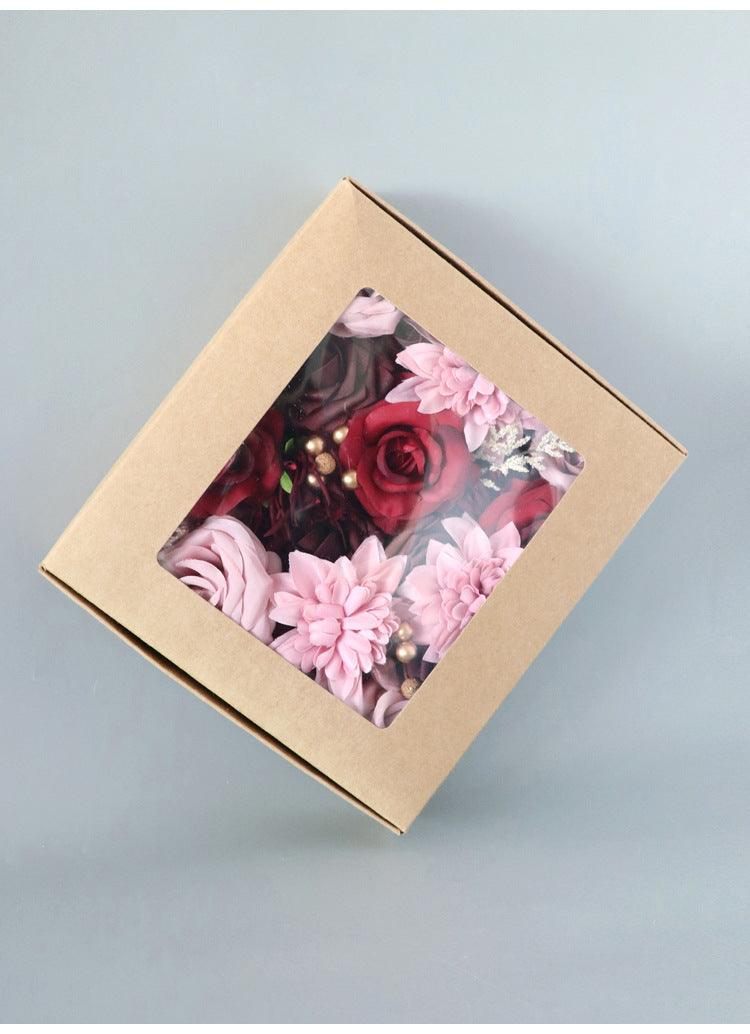 Simulated red and pink mixed rose silk fabric aircraft box DIY interior decoration