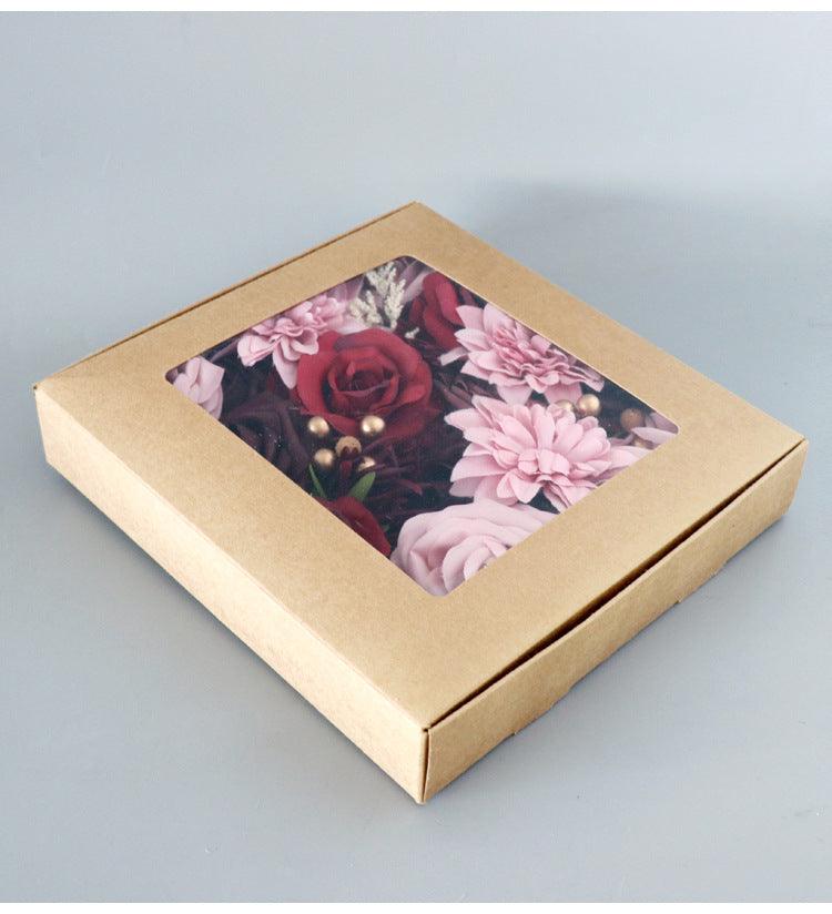 Simulated red and pink mixed rose silk fabric aircraft box DIY interior decoration