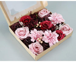 Simulated red and pink mixed rose silk fabric aircraft box DIY interior decoration