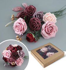 Simulated red and pink mixed rose silk fabric aircraft box DIY interior decoration