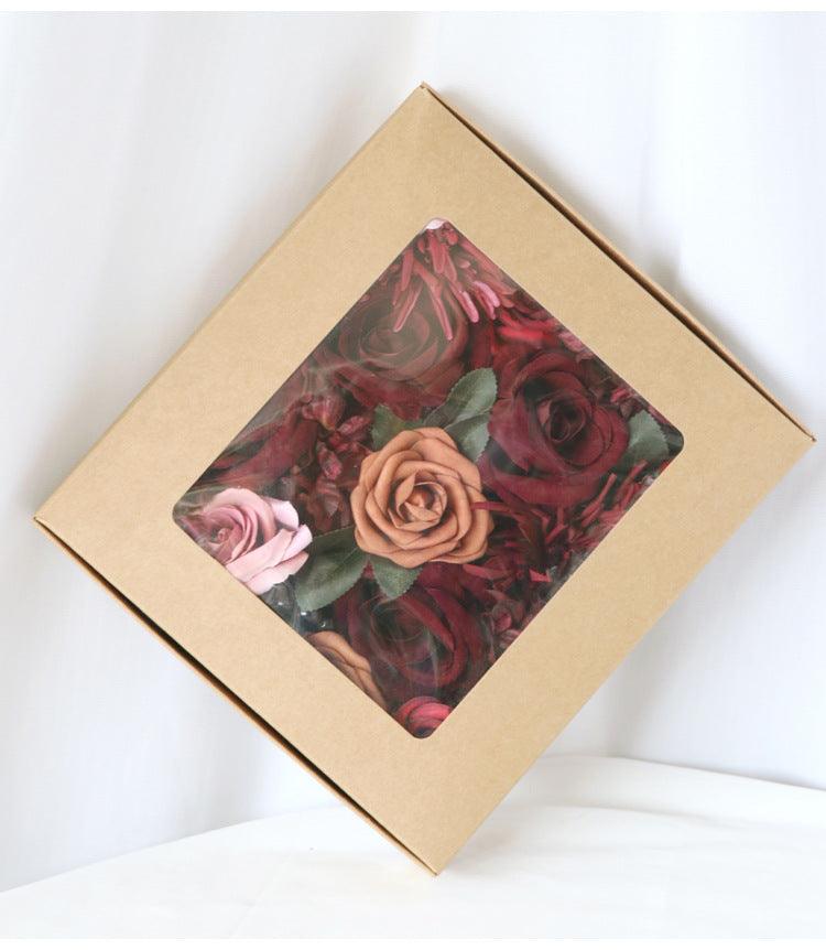 Simulated red rose silk fabric aircraft box DIY interior decoration
