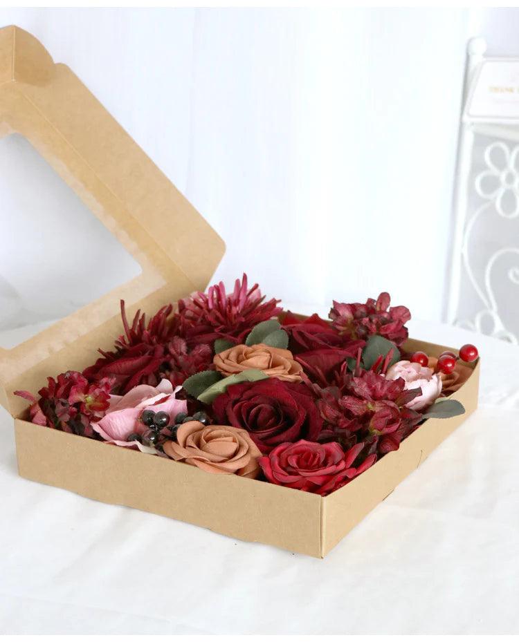 Simulated red rose silk fabric aircraft box DIY interior decoration