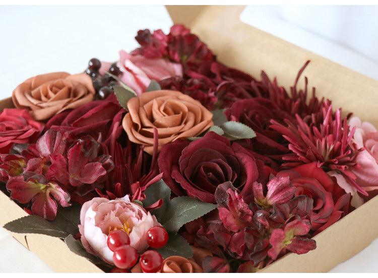 Simulated red rose silk fabric aircraft box DIY interior decoration