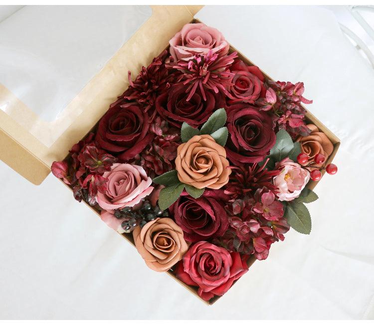 Simulated red rose silk fabric aircraft box DIY interior decoration