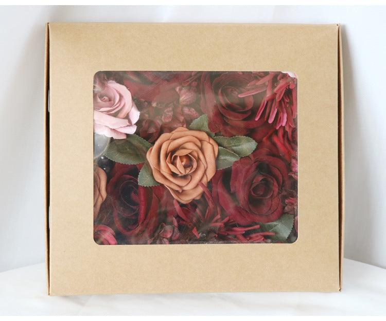 Simulated red rose silk fabric aircraft box DIY interior decoration
