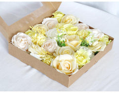 Simulated light yellow rose silk flower airplane box DIY interior decoration