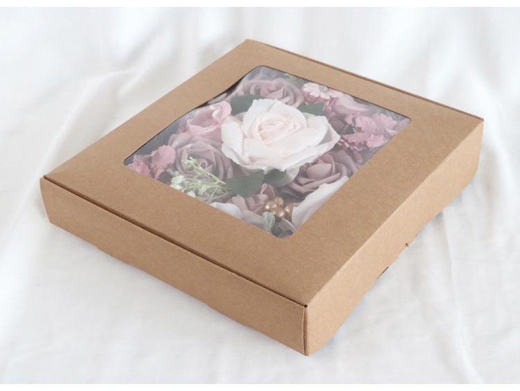 Simulated Pink Purple Rose Peony Silk Fabric Aircraft Box DIY Interior Decoration