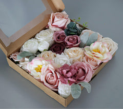 Simulated pink and white mixed rose silk fabric aircraft box DIY interior decoration