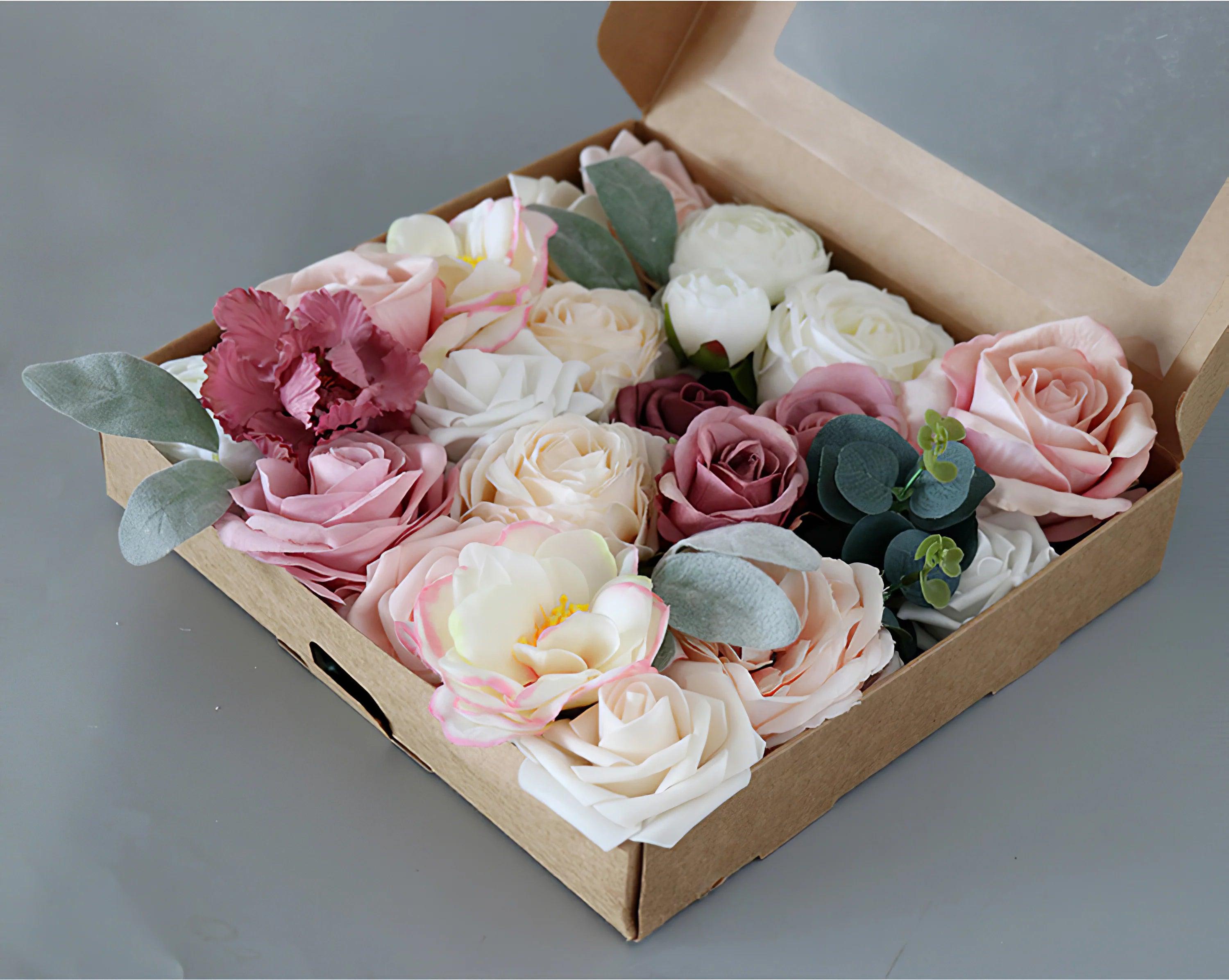 Simulated pink and white mixed rose silk fabric aircraft box DIY interior decoration