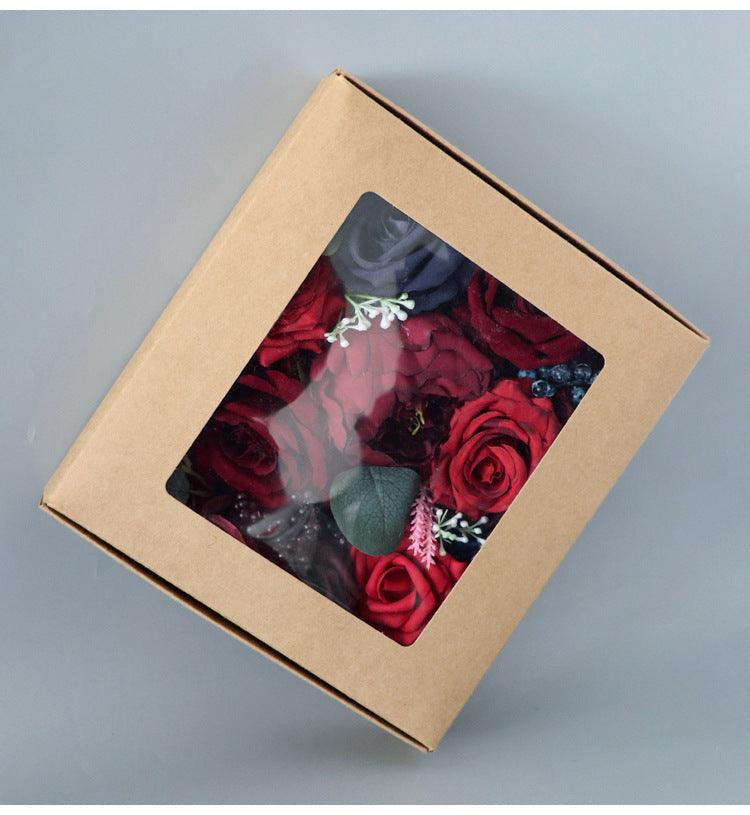 Simulated red mixed rose silk fabric aircraft box DIY interior decoration