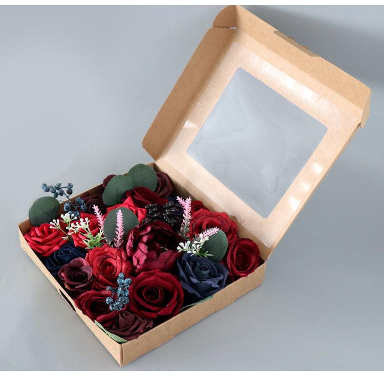 Simulated red mixed rose silk fabric aircraft box DIY interior decoration