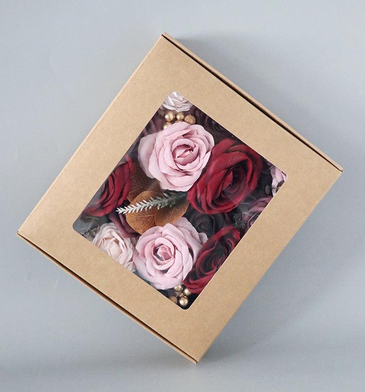 Simulated pink red mixed rose silk fabric aircraft box DIY interior decoration